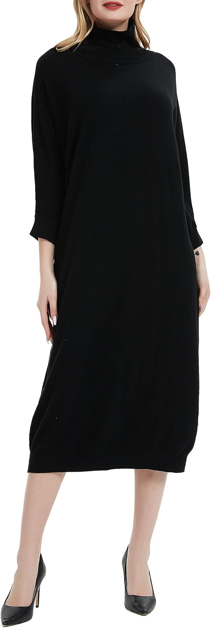 Women's Crew Neck Long Sleeve Over Knee Length Pullover Loose Oversized Bodycon Sweater Dress | Amazon (US)