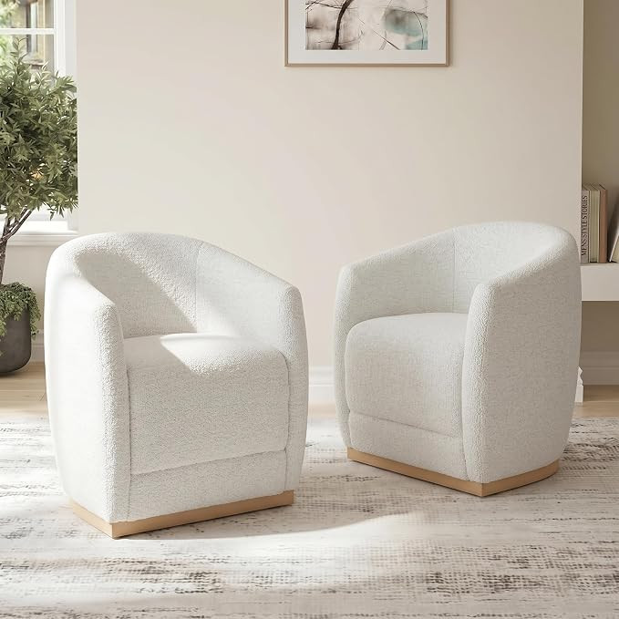 CHITA Upholstered Dining Chairs with Casters Set of 2, Modern Barrel Chair with Backrest & Dual A... | Amazon (US)