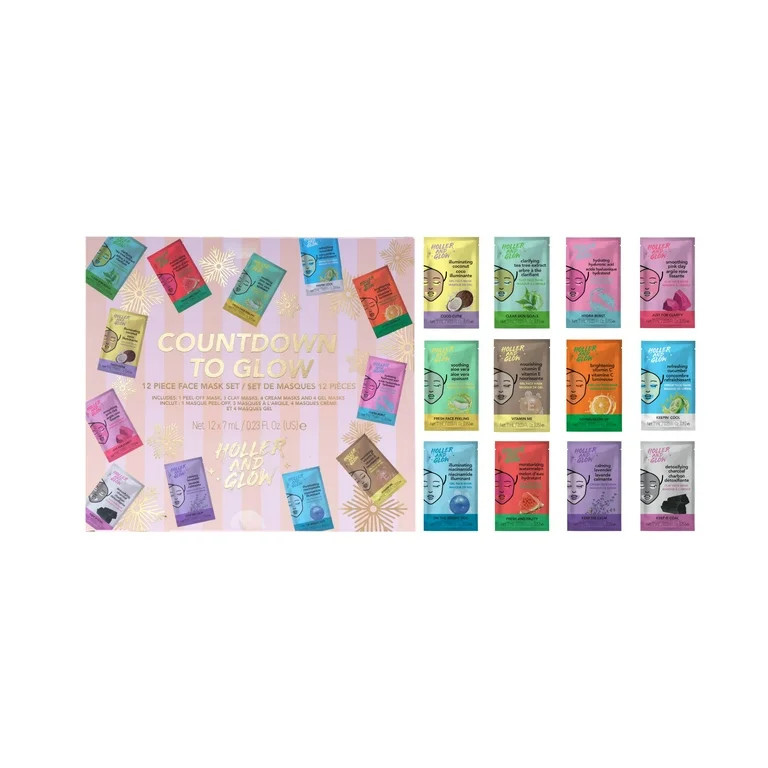 Holler and Glow Limited Edition Countdown to Glow Clay Mask Set, 12 Piece Gift Set | Walmart (US)
