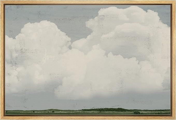 MUDECOR Framed Canvas Print Wall Art White Clouds Over Green Tree Landscape Nature Wilderness Ill... | Amazon (US)