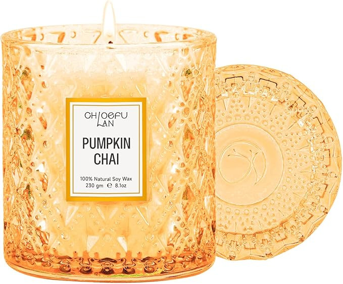 Chloefu LAN Pumpkin Chai Scented Candles Halloween Candles Gift, Farmhouse Candles for Home Scent... | Amazon (US)