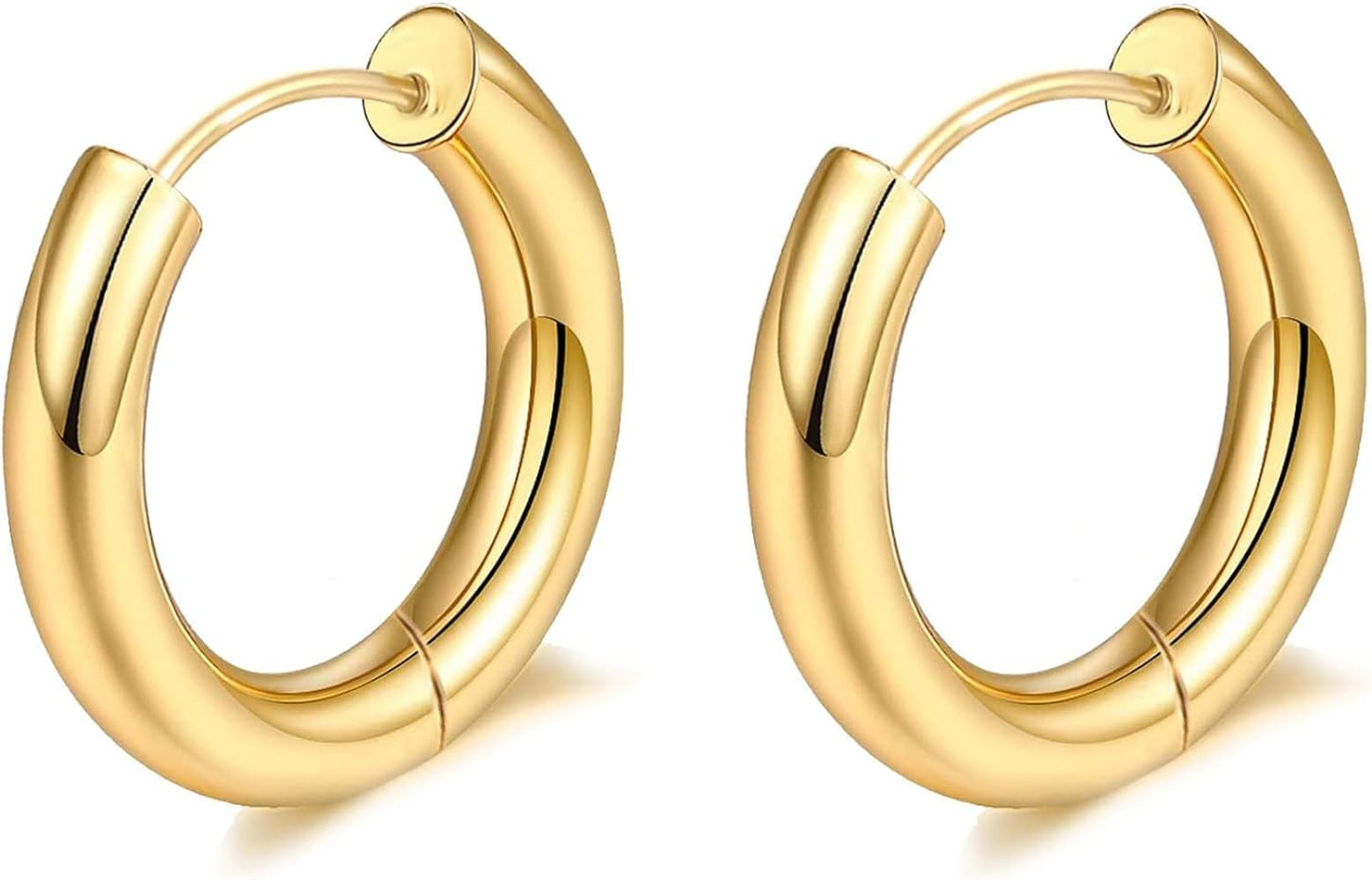 8YEARS Chunky Gold Hoop Earring for Women, 18K Gold Plated Lightweight Thick Gold Hoops Earrings,... | Amazon (US)
