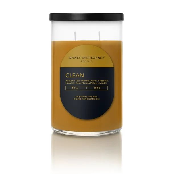 Manly Indulgence Clean Scented 22oz 2-Wick Candle, Yellow | Walmart (US)