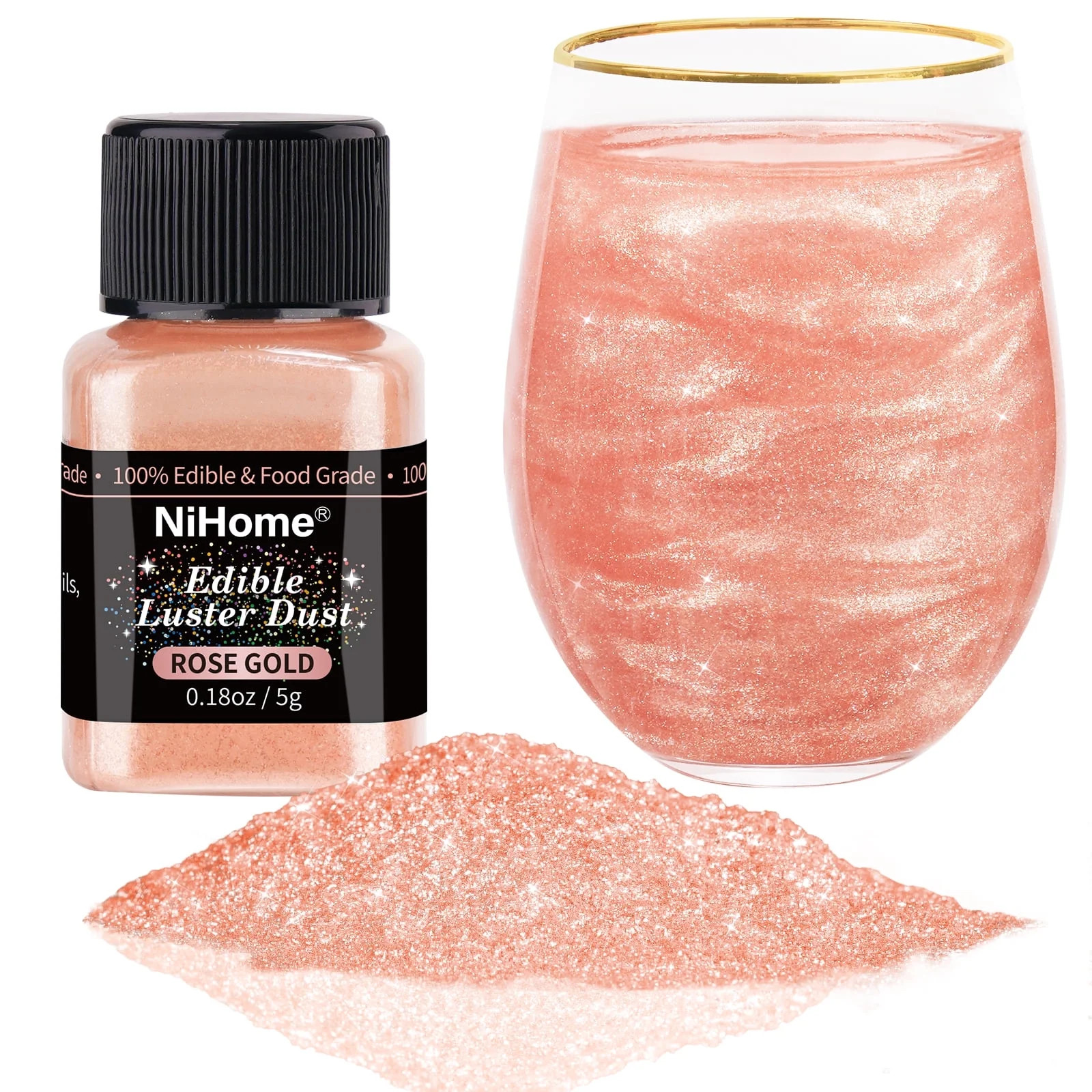 NiHome Edible Food-Grade Glimmer Powder Glitter Luster Dust Metallic Food Decorating Sprinkle Gli... | Walmart (US)