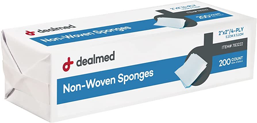 Dealmed Non-Sterile Post-Op Gauze Sponges – 200 Count, 4-Ply, 2’’ x 2’’ Gauze Pads, One... | Amazon (US)