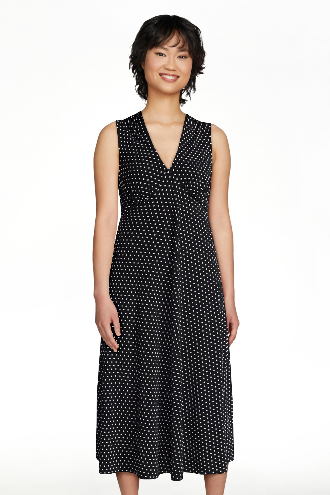 Time and Tru Women's Sleeveless V-Neck Printed Midi Dress, Sizes XS-XXXL | Walmart (US)