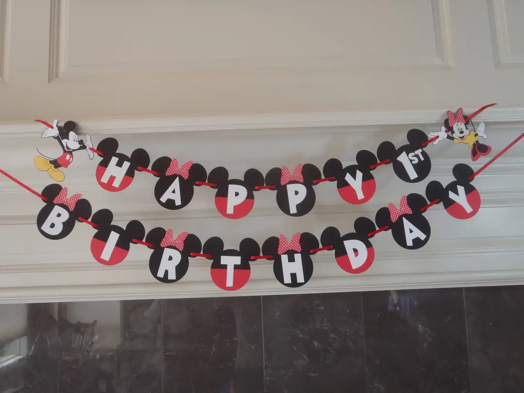 Boy Girl Twins Mickey and Minnie Birthday Banner Twins Party With Custom Names Option by Feistyfa... | Etsy (US)