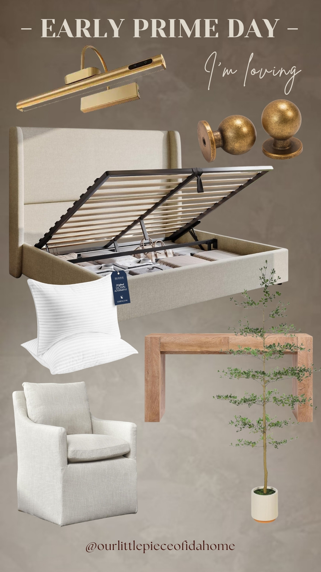 I’m sharing a few early Prime Day favorites that combine function with a timeless, designer-inspired look.

From the storage bed and accent chair to the brass hardware, picture light, and faux tree, these are the pieces I’d choose to create a warm, elevated home without overspending.

Classic neutrals, thoughtful details, and everyday pieces that make a big impact.
@Amazon 

 #LTKU #LTKHome #LTKSaleAlert