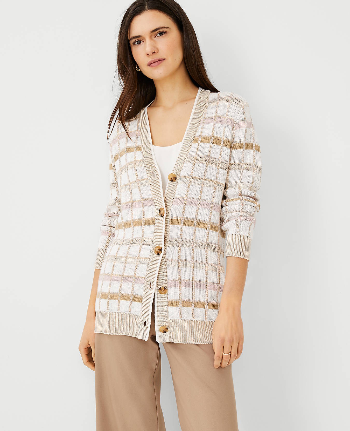Plaid Boyfriend Cardigan | Ann Taylor (US)