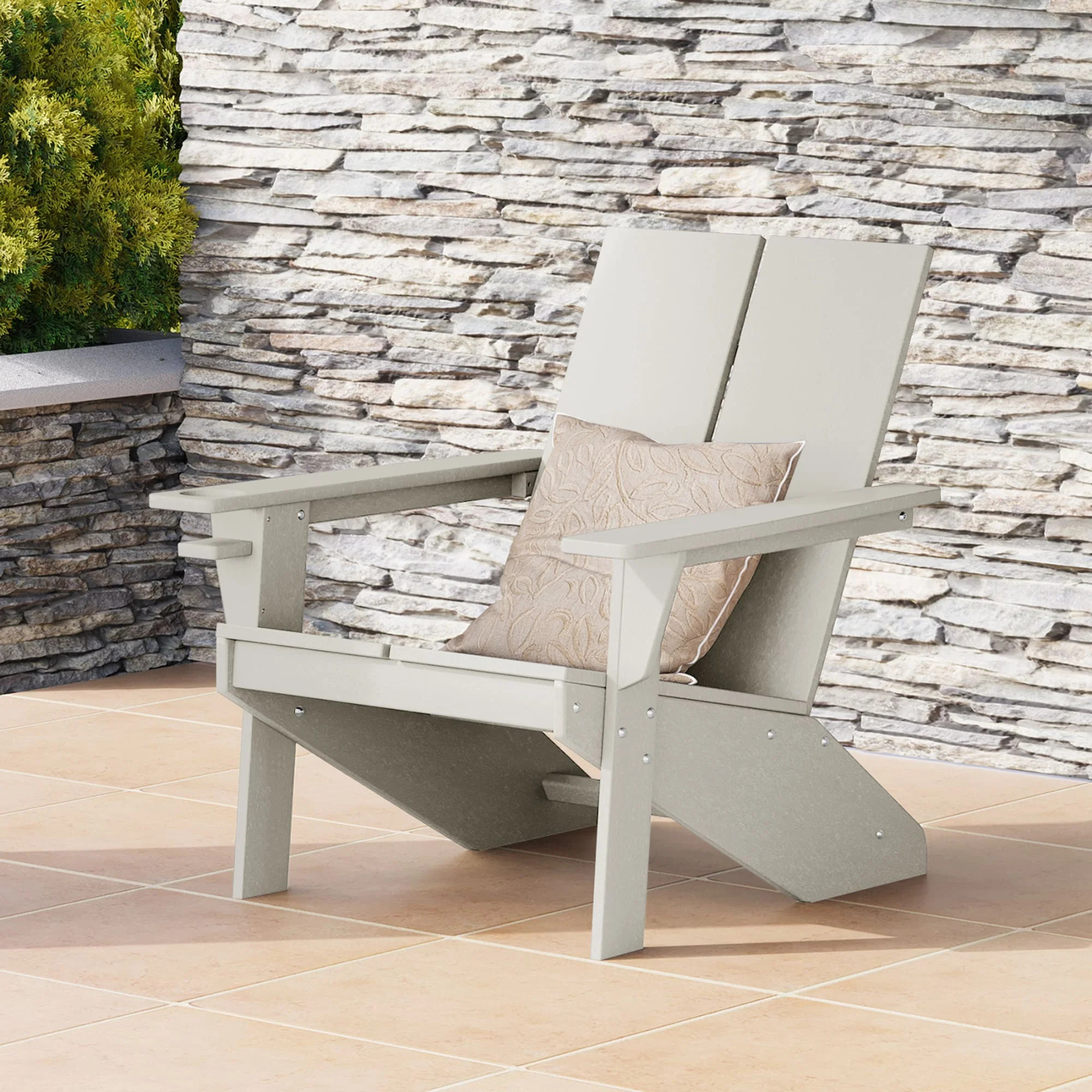WestinTrends Riviera Outdoor HDPE Modern Adirondack Chair with Cup Holder, Sand | Walmart (US)