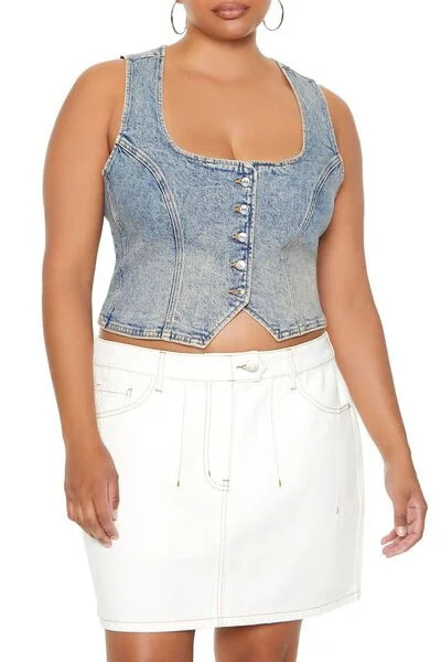 Plus Size Denim Crop Top | Forever 21