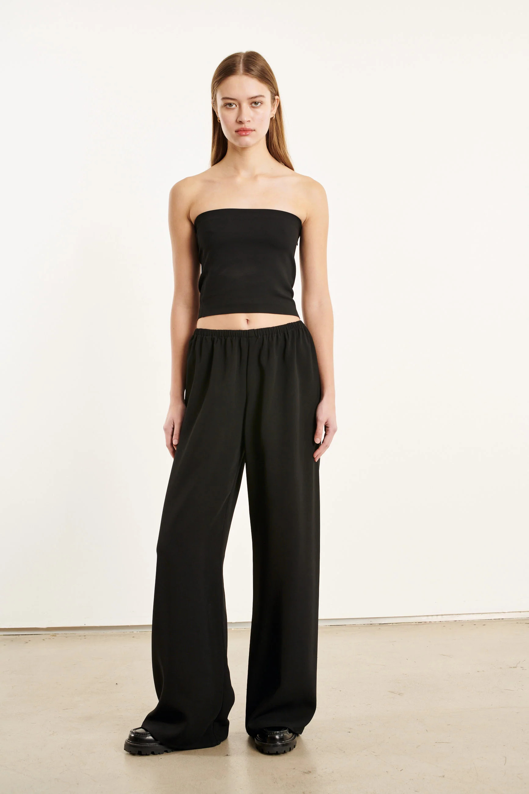 Black Crepe Pull On Pants | SPRWMN