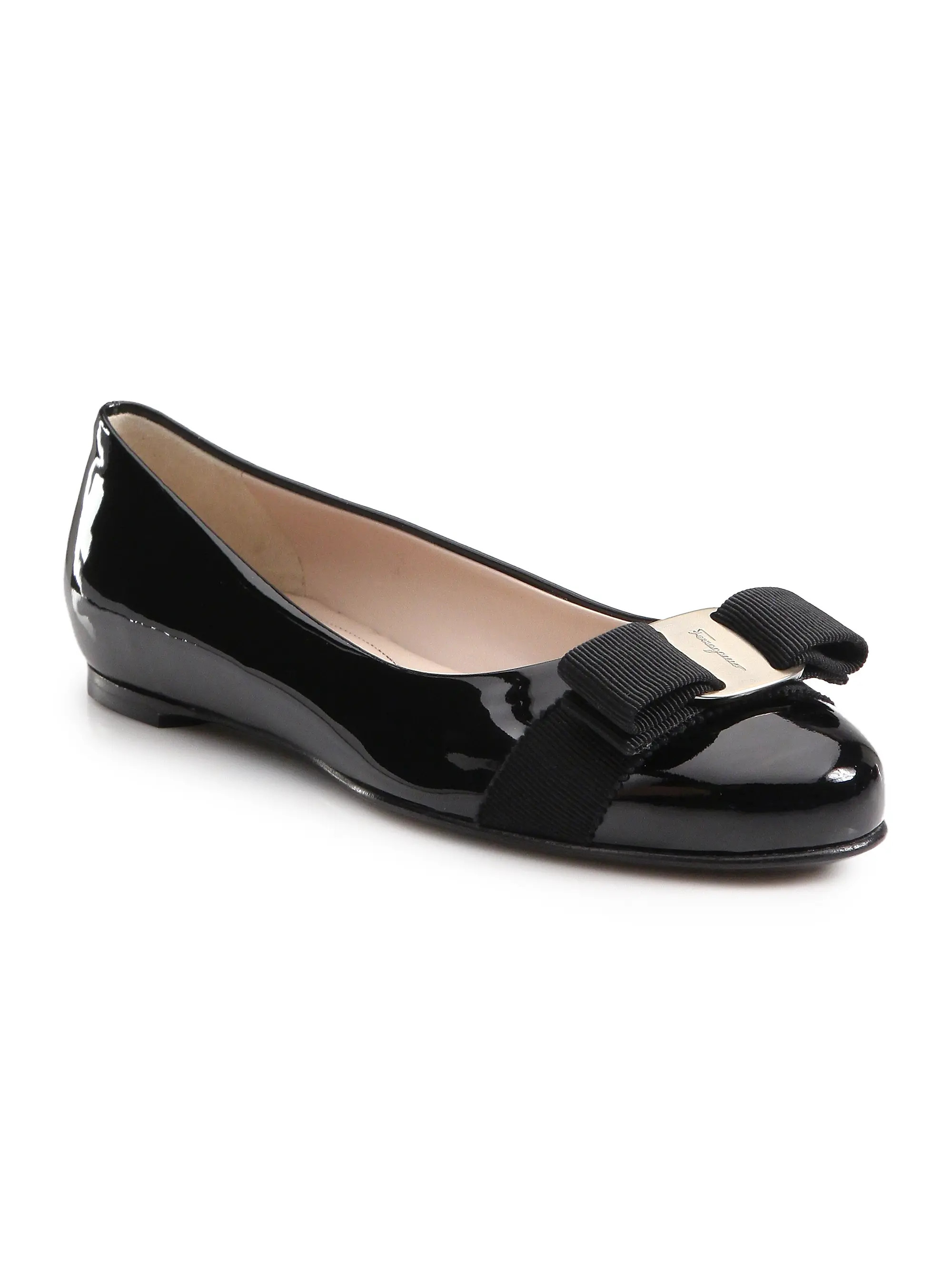FERRAGAMO Varina Patent Leather Ballet Flats | Saks Fifth Avenue | Saks Fifth Avenue
