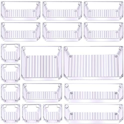 GOGOODA 17 PCS Drawer Organizers Desk Drawer Trays and Storage for Kitchen Bathroom Makeup Drawer... | Amazon (US)