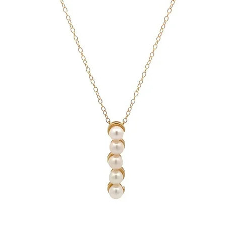 Araiya Fine Jewelry 10K Yellow Gold Pearl Journey Pendant with Gold Plated Silver Cable Chain Necklace 18inch | Metal Weight :2.67 gram | Walmart (US)