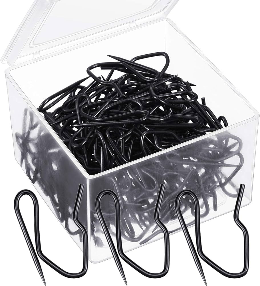 Shappy 120 Pack Drapery Hooks Pins for Curtains, Metal Pinch Pleat Hooks with Clear Box 1.2 Inch ... | Amazon (US)