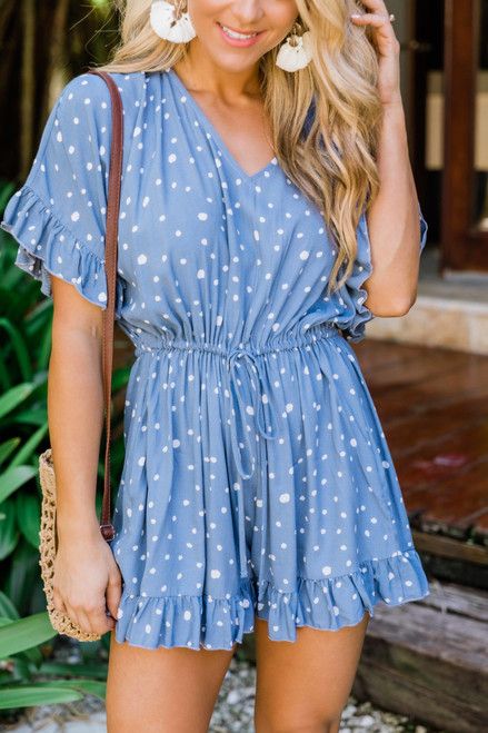 Southern Summers Romper Blue | The Pink Lily Boutique