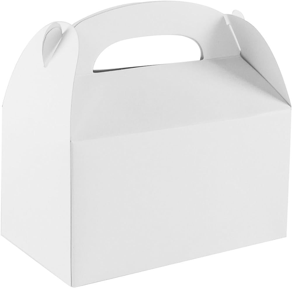 Blank White Color Treat Gift Paper Cardboard Boxes with Handles for Arts & Crafts Candy Goodie Ba... | Amazon (US)