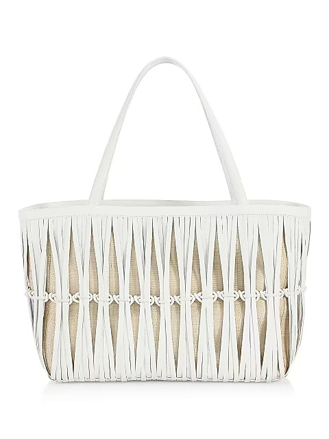 Knotted Leather And Raffia Chaira Tote | Saks Fifth Avenue