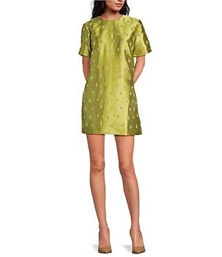 Chelsea Violet Emerson Swoop Neckline Short Sleeve Embroidered Dress - 2 | Dillard's