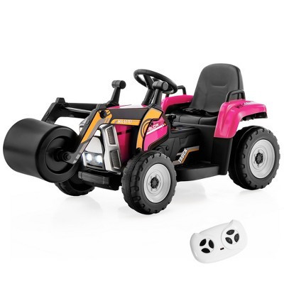Costway Kids Ride On Roller 12V Electric Tractor Remote w/ Music & LED Light Pink | Target