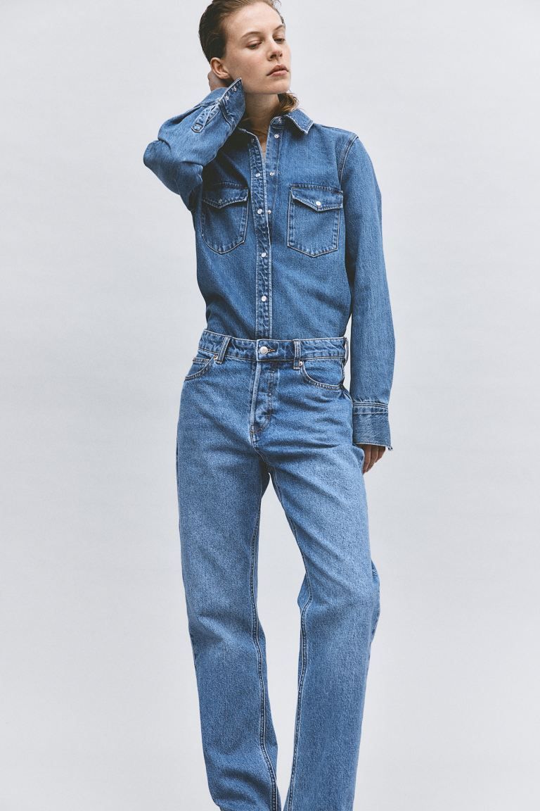 Straight High Jeans - Medium denim blue - Ladies | H&M US | H&M (US + CA)