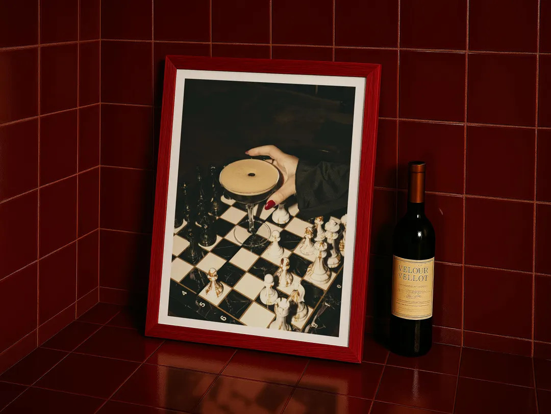 Surreal Espresso Martini & Chess Print – Dark Elegant Bar Wall Decor, Cocktail and Chessboard A... | Etsy (US)
