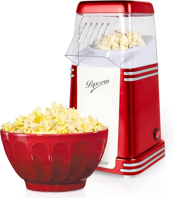 Nostalgia Hot-Air Electric Popcorn Maker, 8 Cups, Healthy Oil Free Popcorn with Measuring Scoop, ... | Amazon (US)