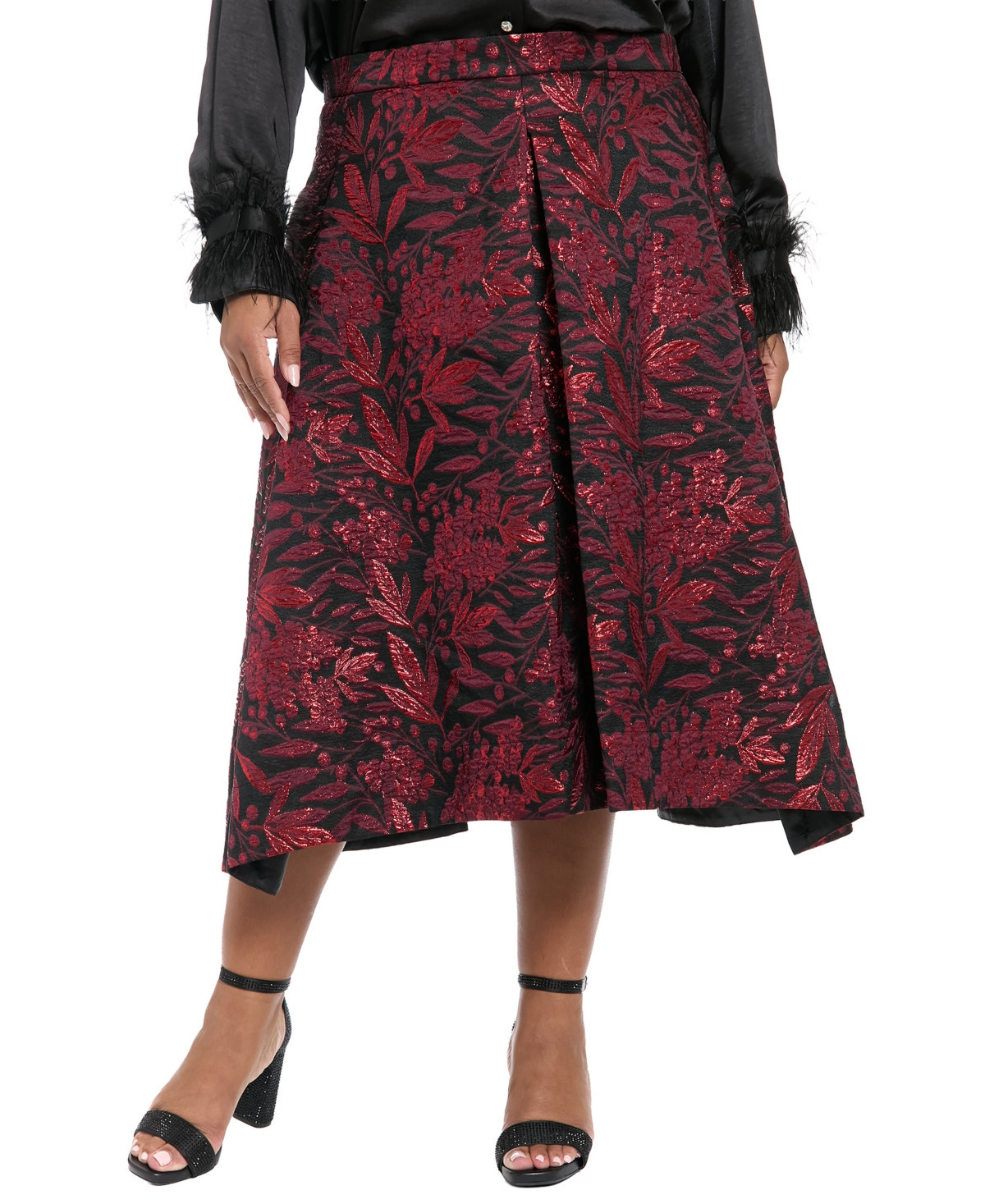 Muse Plus Size Pleated Ballgown Skirt - Black Red | Macy's