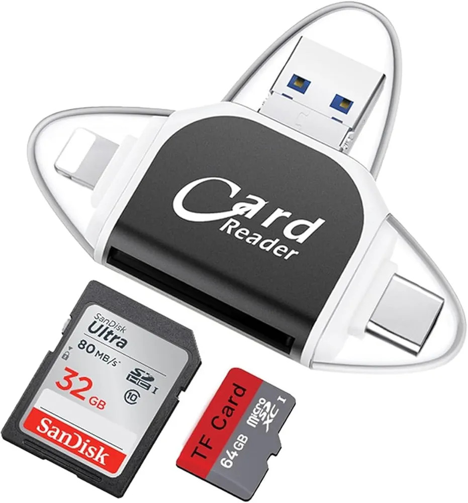 Multi-Port 4 in1 Universal SD TF Card Reader, USB C SD TF Memory Card Reader, Memory Card Reader ... | Amazon (US)