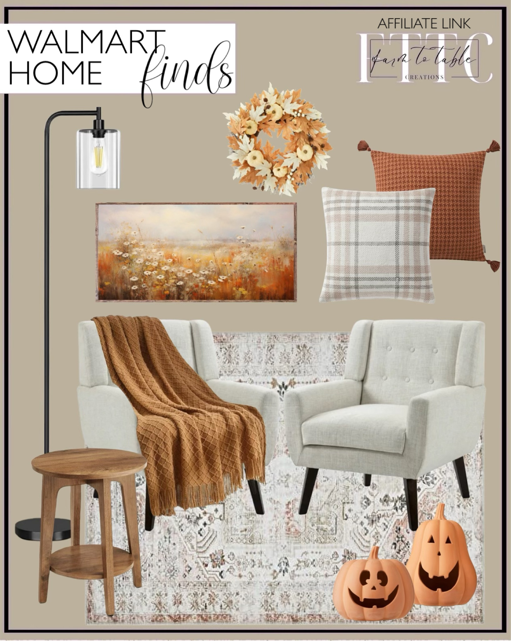 Walmart Home Finds. Follow @farmtotablecreations on Instagram for more inspiration.

Use code FARMTOTABLE for 15% off artwork  

My Texas House Plaid Pillow. Accent Chair Set. Machine Washable Rug. Throw Blanket. Rust Maple Leaf. Clay Pumpkin. Terracotta Pumpkin. Industrial Floor Lamp. Autumn Floral Canvas. Beautiful houndstooth cotton pillow. Round Side Table. Framed Artwork. 

Fall Decorations. Home Decor. Fall Home Finds. Walmart Home Decor. Area Rugs. Walmart Deals. 

#LTKHome #LTKFindsUnder50 #LTKSaleAlert