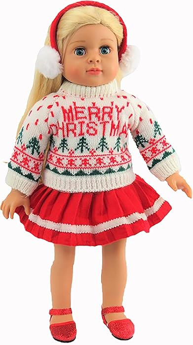 Merry Christmas Sweater Skirt Set Outfit for 18-Inch Dolls | Premium Quality & Trendy Design | Do... | Amazon (US)