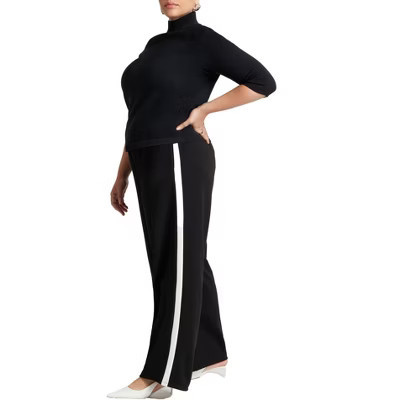 ELOQUII Track Pant With Side Stripe - 22/24, Black | Target