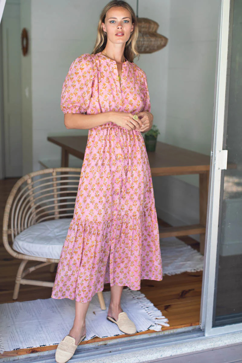 Lucy Dress - Pink Little Marigolds Organic | Emerson Fry