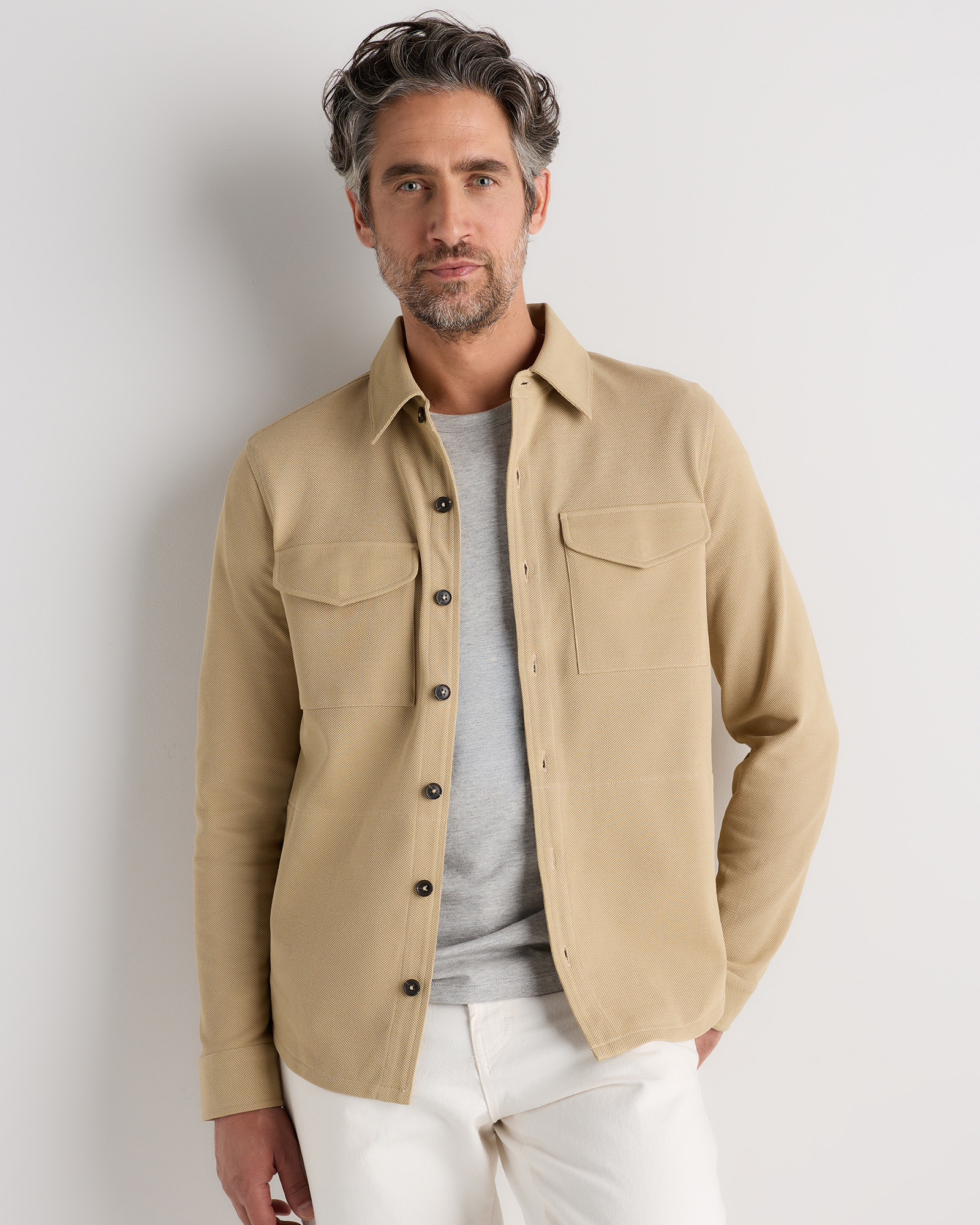 Quince | Men's Cotton Pique Knit Overshirt in Olive, Size XXL, Organic Cotton | Quince