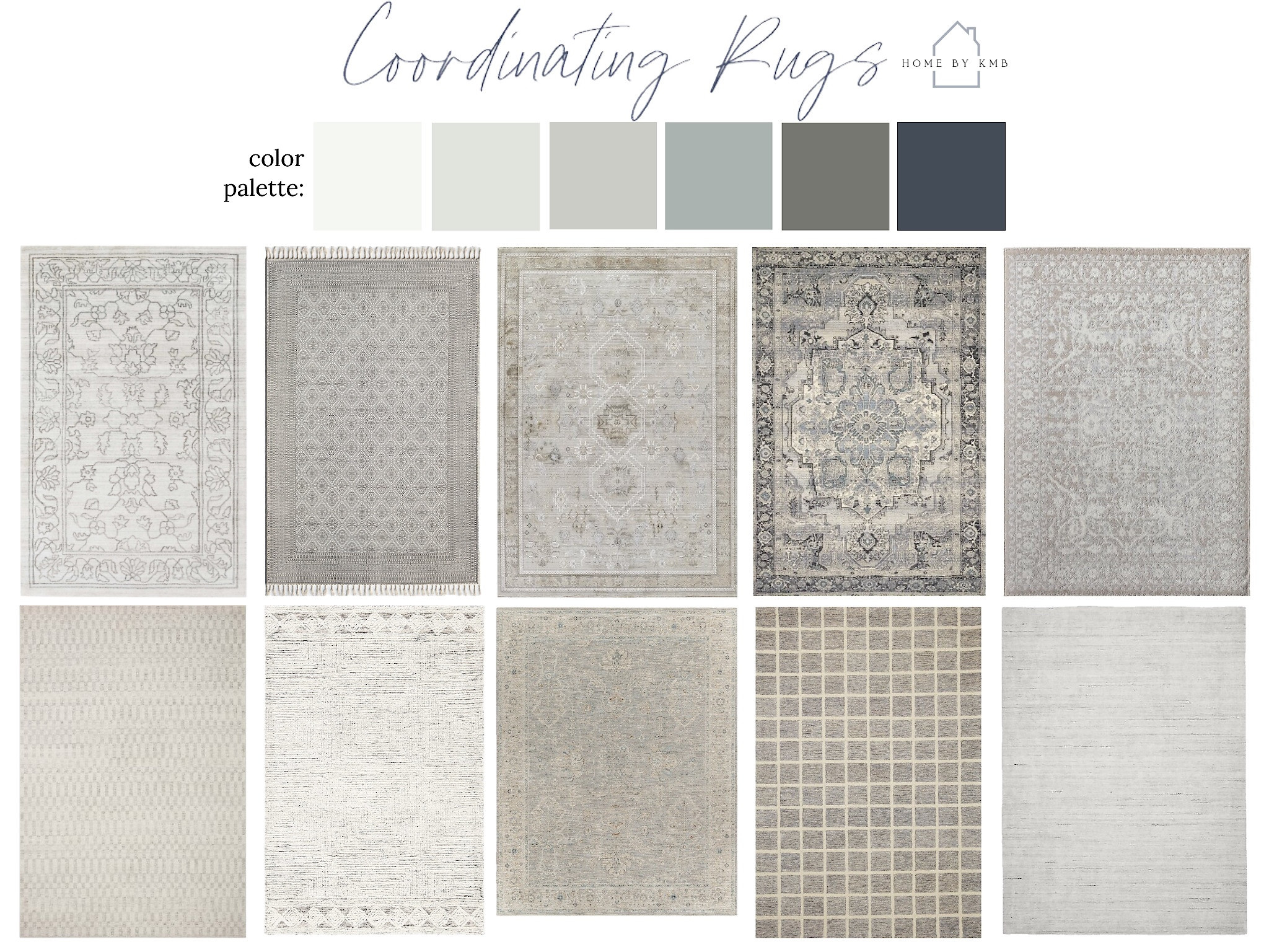 Coordinating area rugs for a gray and blue color palette 

#LTKhome
