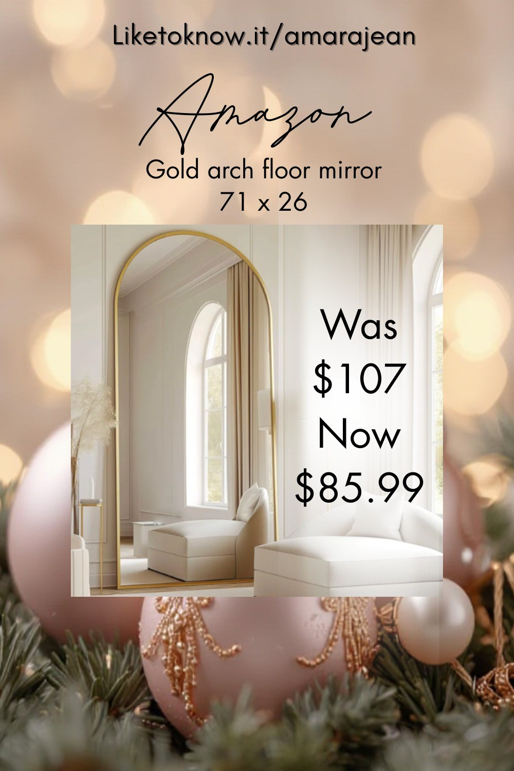 Amazon gold arch floor mirror black Friday deal $85.99 

#LTKHome #LTKSaleAlert #LTKFindsUnder100