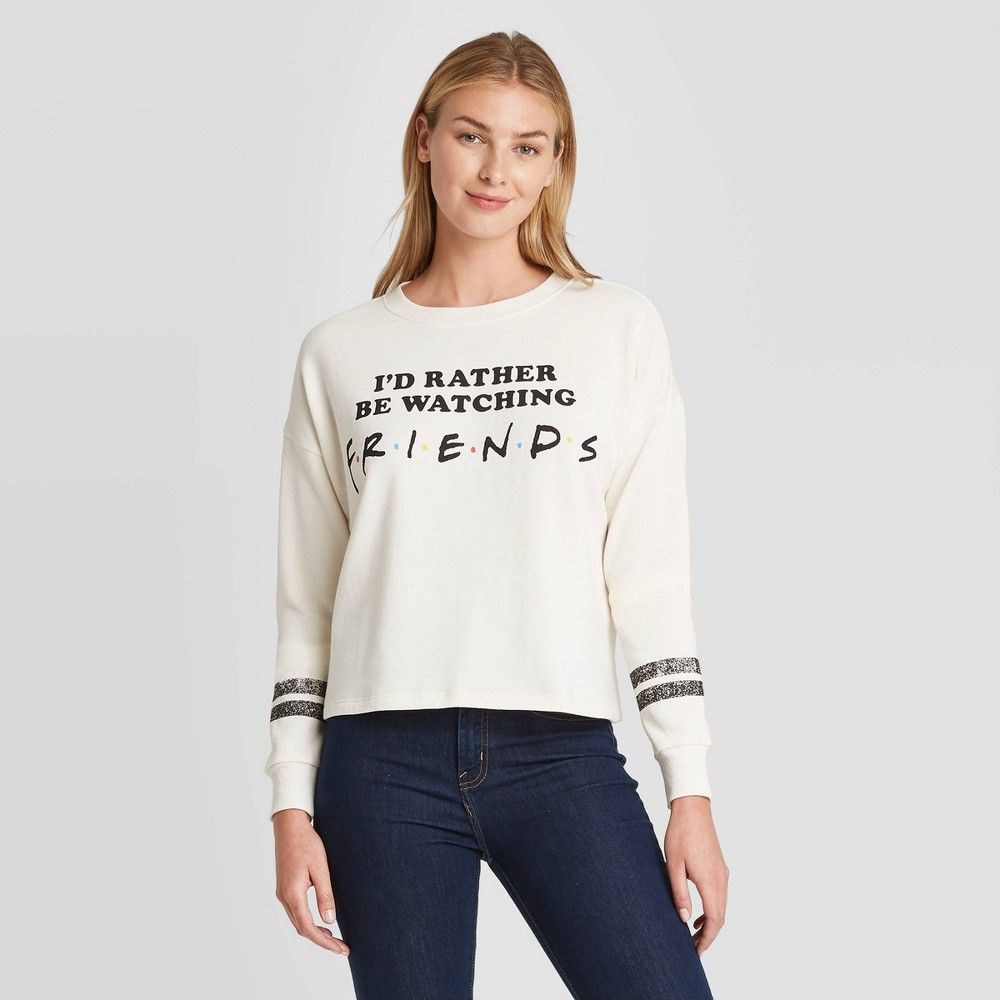 Women's I'd Rather be Watching Friends Graphic Sweatshirt - White XXL | Target