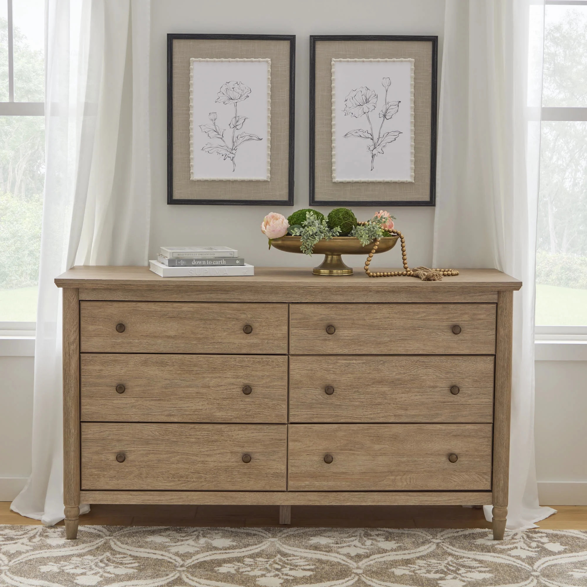 My Texas House Monroe 6-Drawer Dresser, Brushed Oak Finish | Walmart (US)
