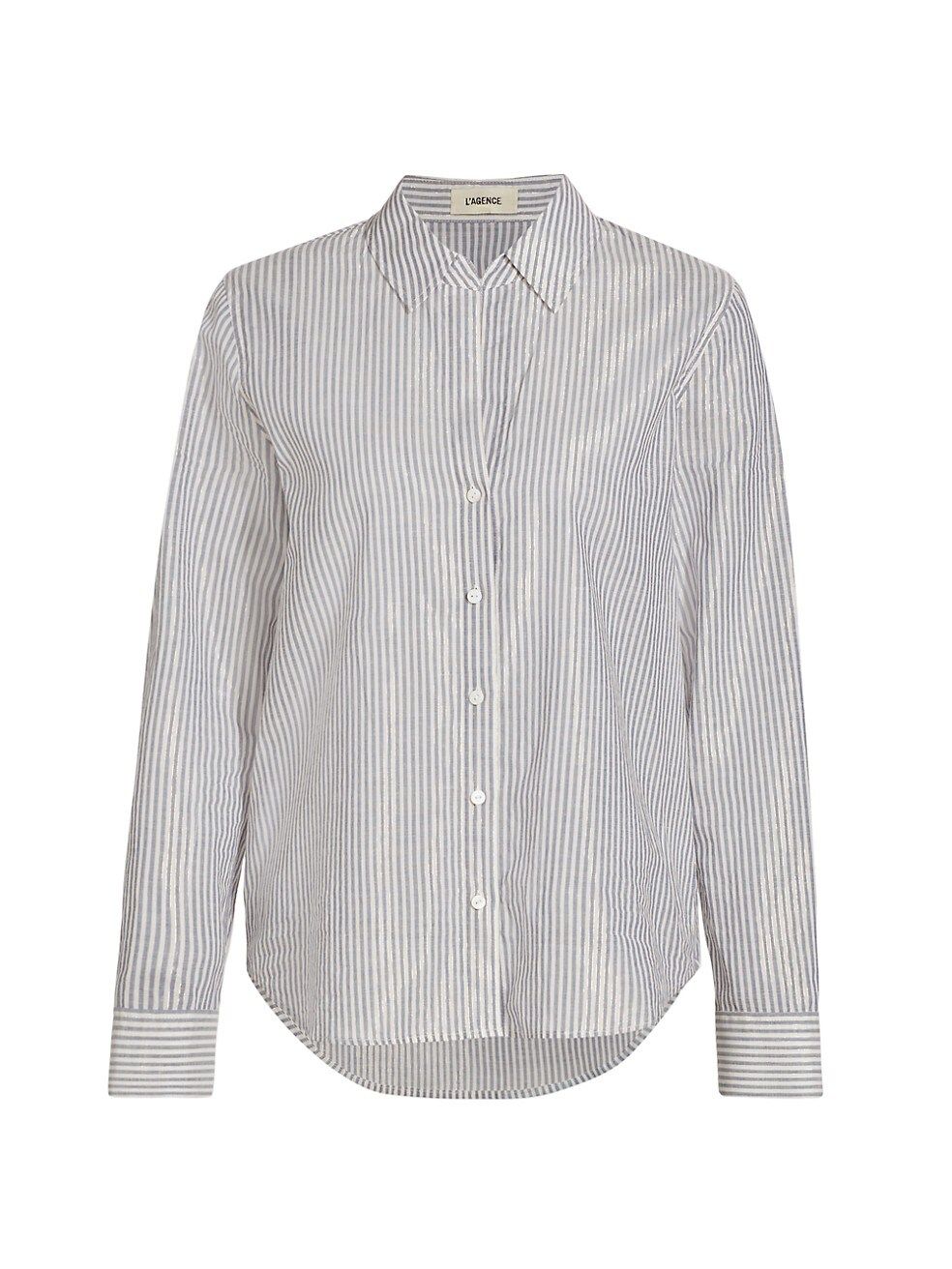 Laurent Stripe Cotton-Blend Button-Front Blouse | Saks Fifth Avenue