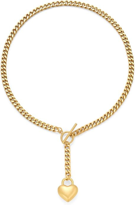 CLASSYZINT 18K Gold Plated Coin Lion Head Pendant Necklace Chunky Paperclip Choker Necklace For G... | Amazon (US)