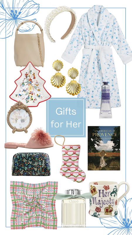 Grandmillennial gifts for her!

Hill house robe, needlepoint stocking, gold earrings, cosmetic case, coffee table book, gold picture frame, pink slippers, classic ivory handbag, scarf, hand lotion, Christmas plate, Anthropologie 

#LTKHoliday #LTKGiftGuide