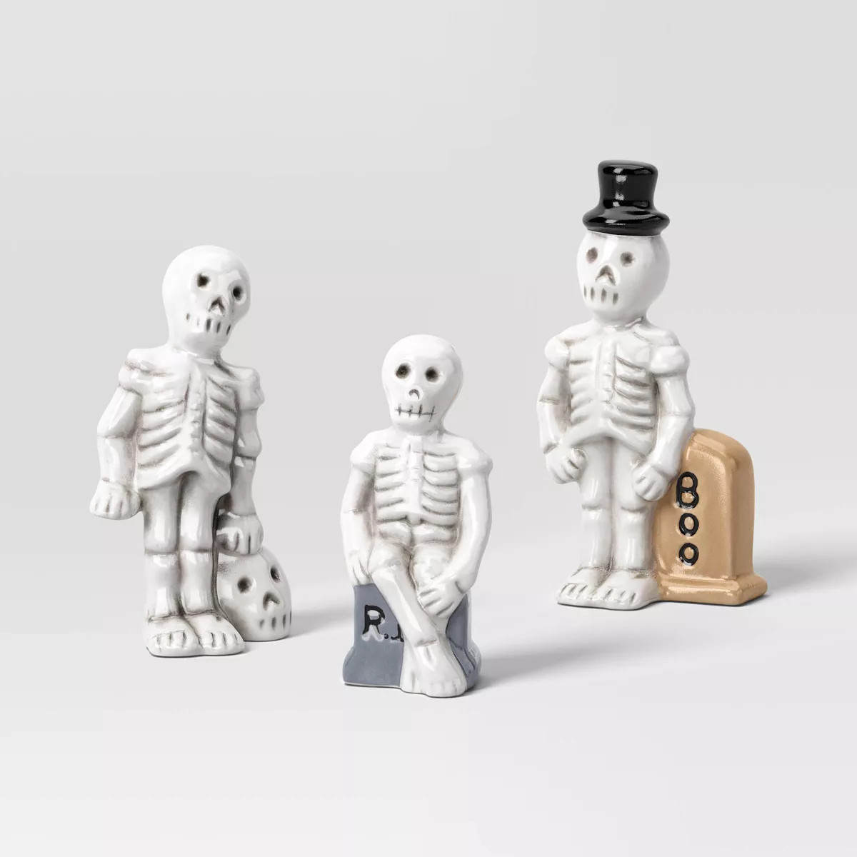 3pc Skeletons Mini Mantle Ceramic Decorative Accent Set - Hyde and EEK! Boutique™ | Target