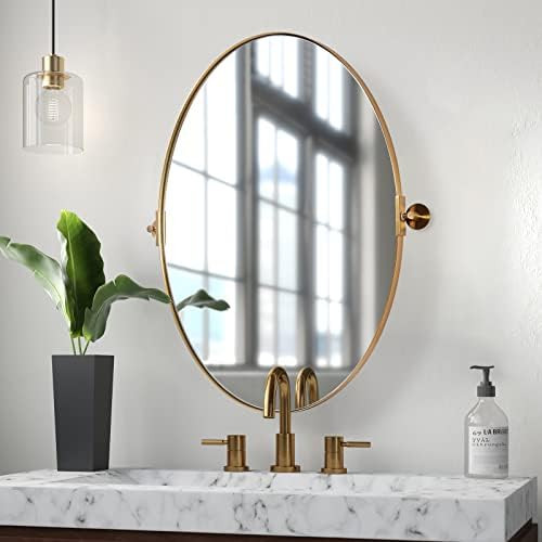ANDY STAR Gold Oval Mirror, Oval Pivot Bathroom Mirror, Brushed Gold Oval Pivot Mirror Bathroom S... | Amazon (US)