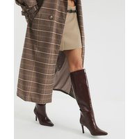 River Island Womens Burgundy Patent Straight High Leg Boots | River Island UK & IE