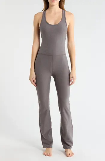 Beyond Yoga All Around Space Dye Flare Leg Jumpsuit in Soft Umber Heather at Nordstrom Rack, Size X-Large | Nordstrom Rack