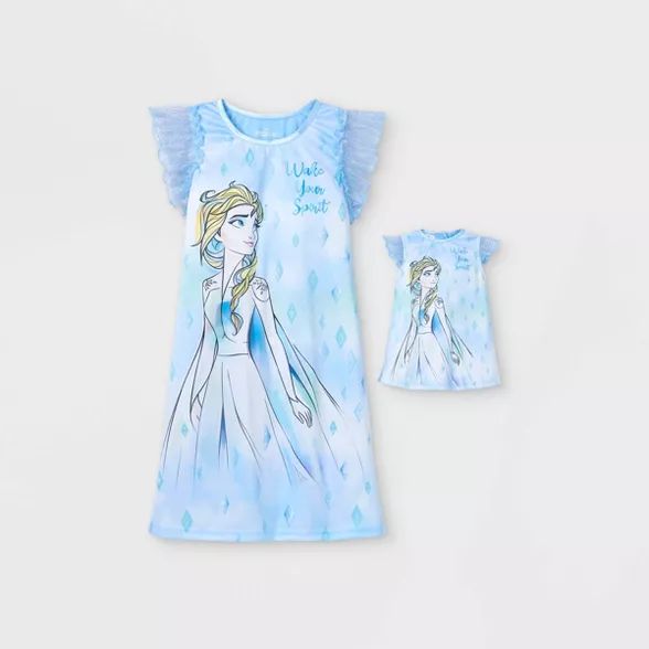 Girls' Frozen Doll & Me Dorm Nightgown - Blue | Target