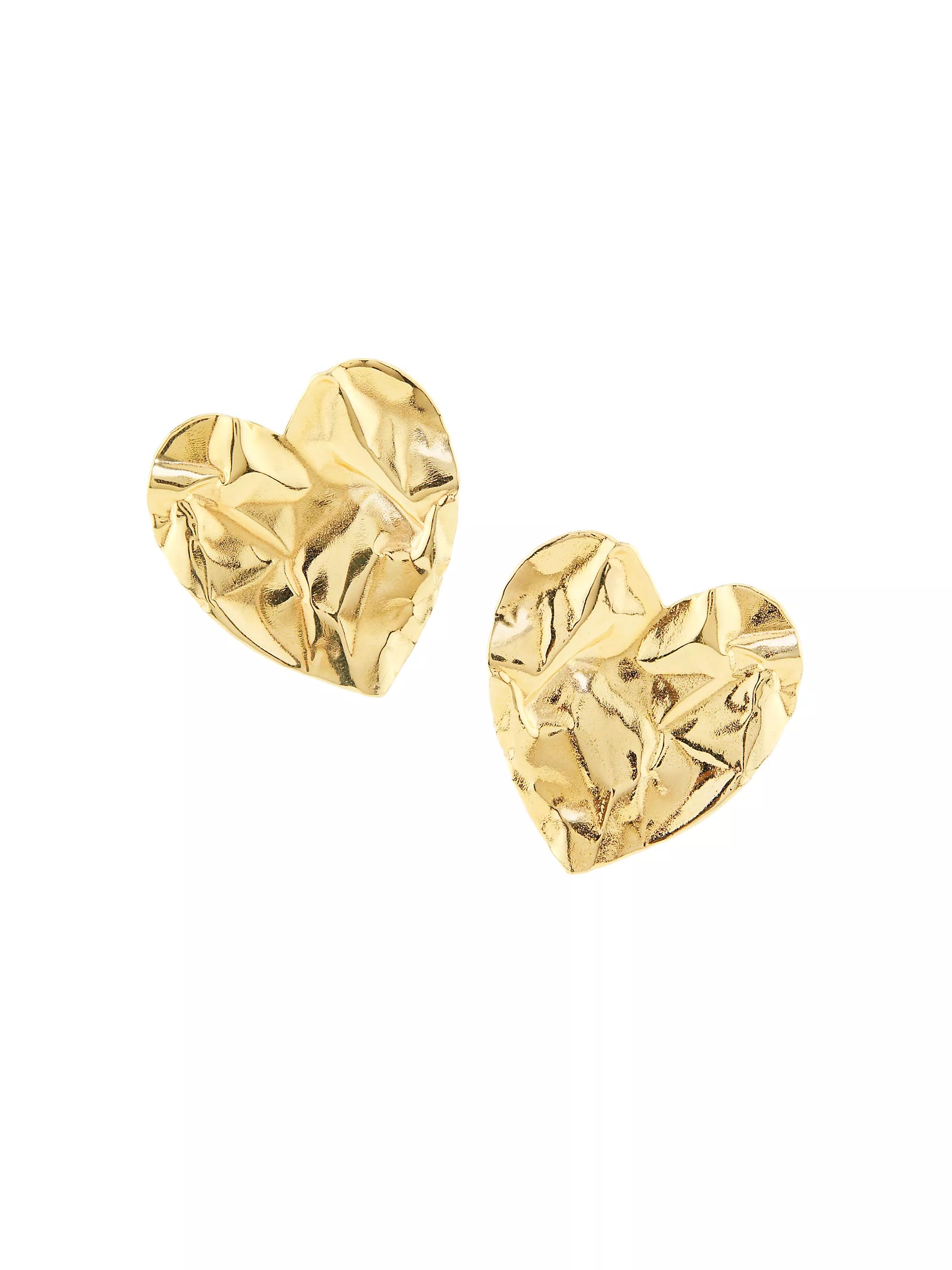 Large Crushed Heart Goldtone Earrings | Saks Fifth Avenue