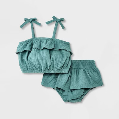 Grayson Mini Baby Girls' 2pc Swiss Dot Top & Bottom Set - Blue | Target