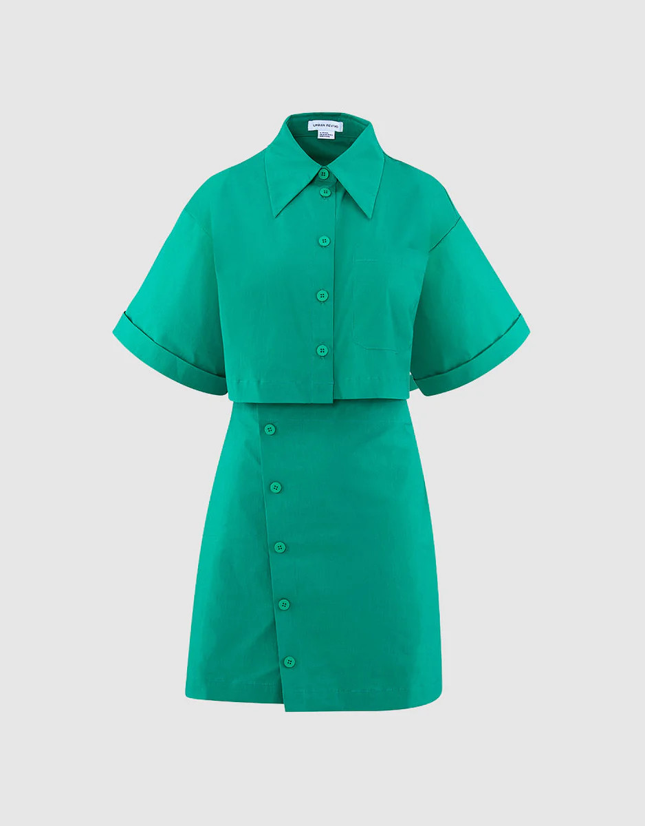 Button Down A-Line Shirt Collar Dress | Urban Revivo